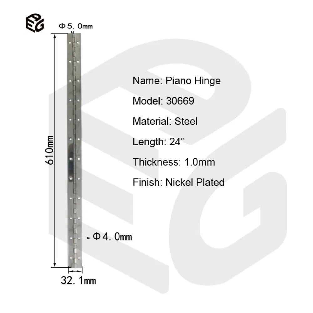 OEM Custom Length Continuous Hinge - 1.0mm Steel Nickel/Black Options