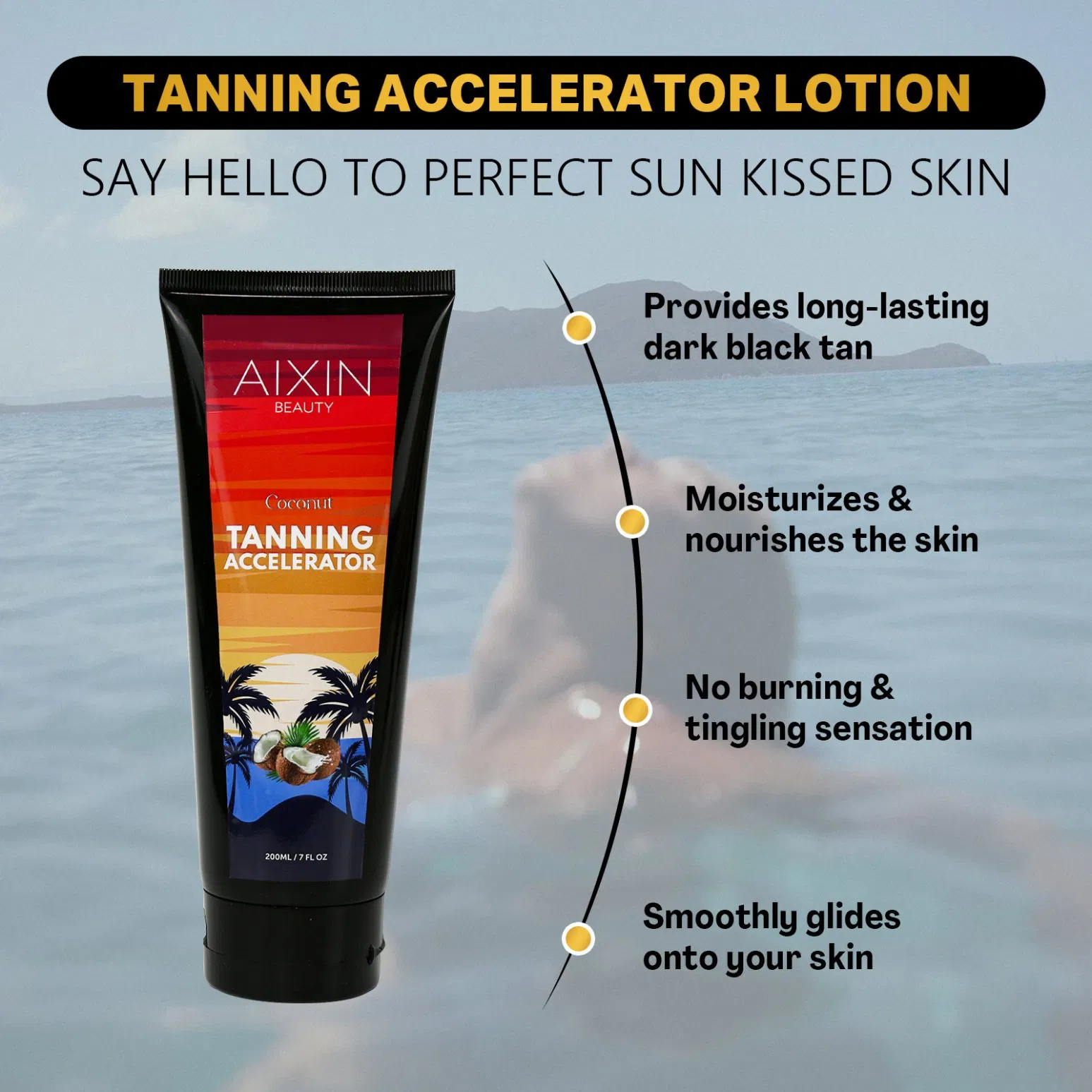 Skin Care Coconut Tanning Lotion Natural Long-Lasting Suntan Outdoor Tanning Cosmetics