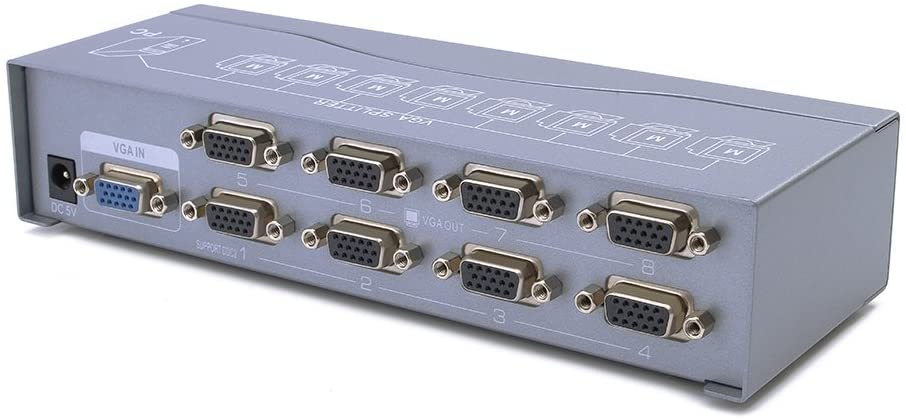 Разветвитель VGA 1x8, 1080P, с блоком питания