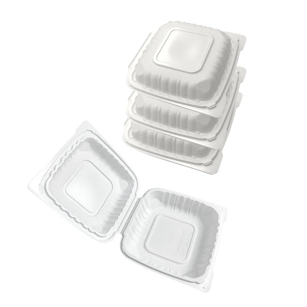 8X8'' Microwave Safe Disposable Meal Prep Catering Bento Lunch Box Sqauer Plastic Clamshell Food Takeaway Packaging