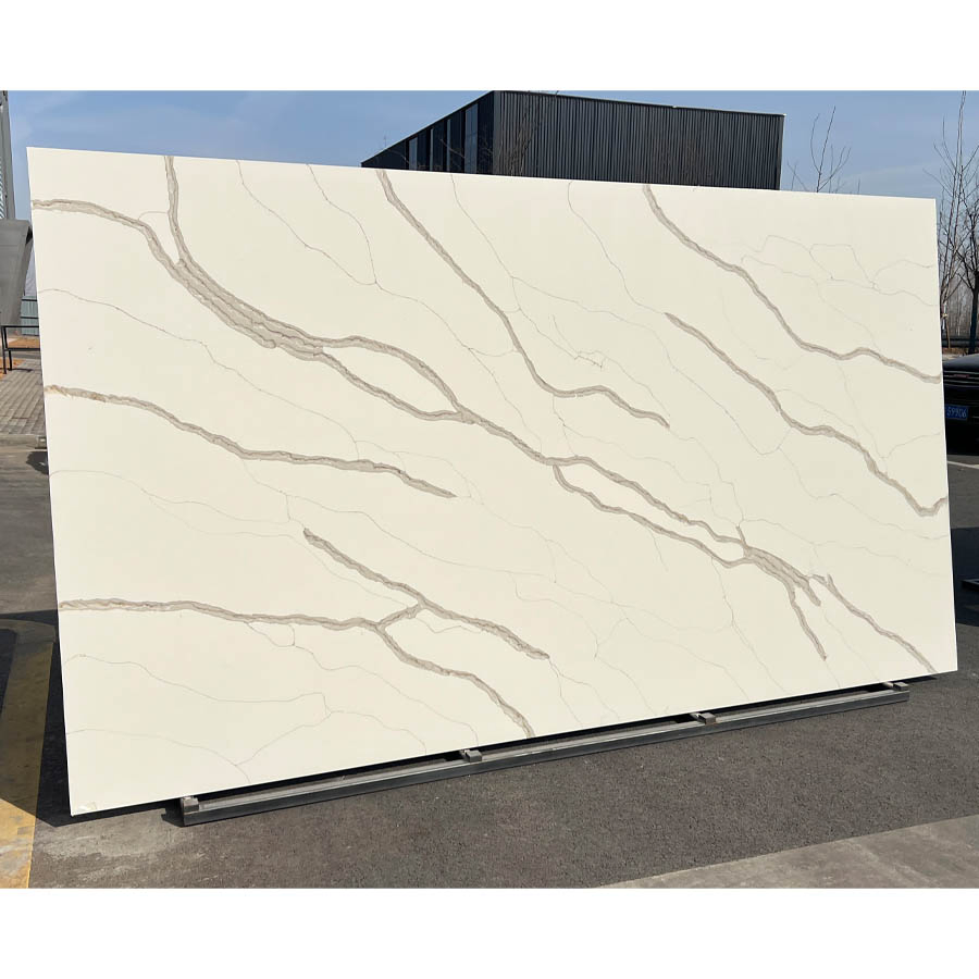 Golden Vein Calacatta Brooklyn Quartz Countertop Artificial Stone