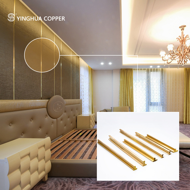High Quality Customized Color Decorative Metal T-Shape Brass Profiles Edge Trims