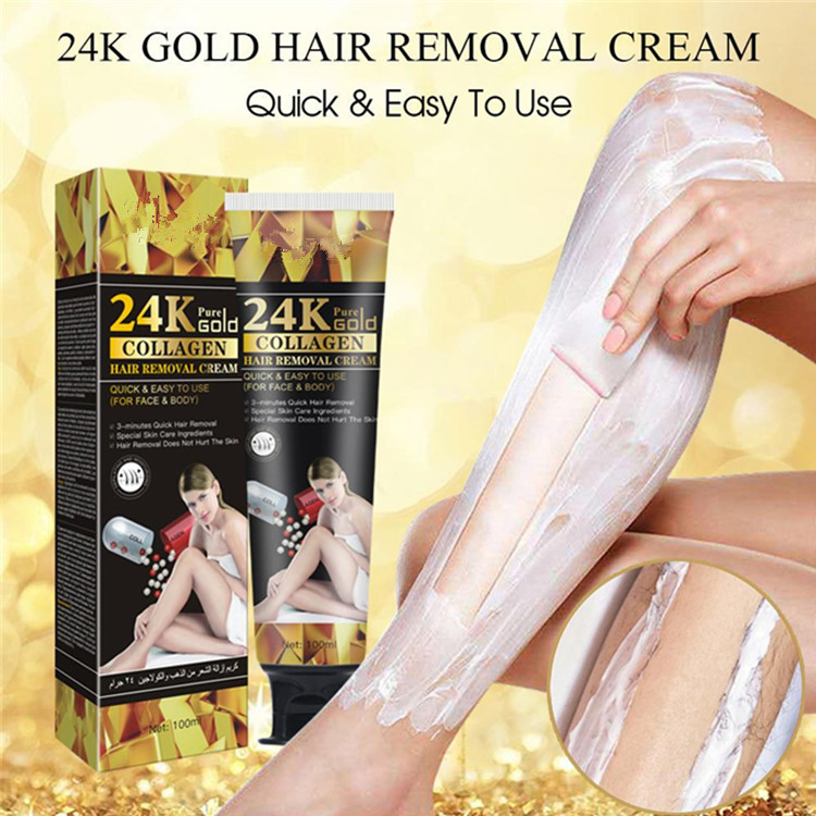 24K Gold Collagen Depilatory Hair Removal Cream for Women