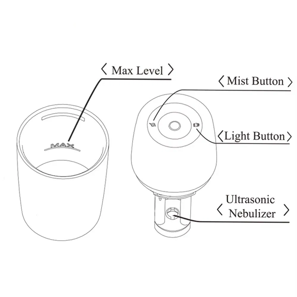 Home Black 4L Knob Domestic Air Quality Monitoring LED Light Ultrasonic Desktop Water Humidifier for Room