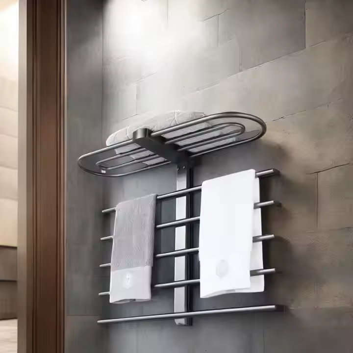 Elegant Chrome and White Anthracite PVD Heated Towel Rack