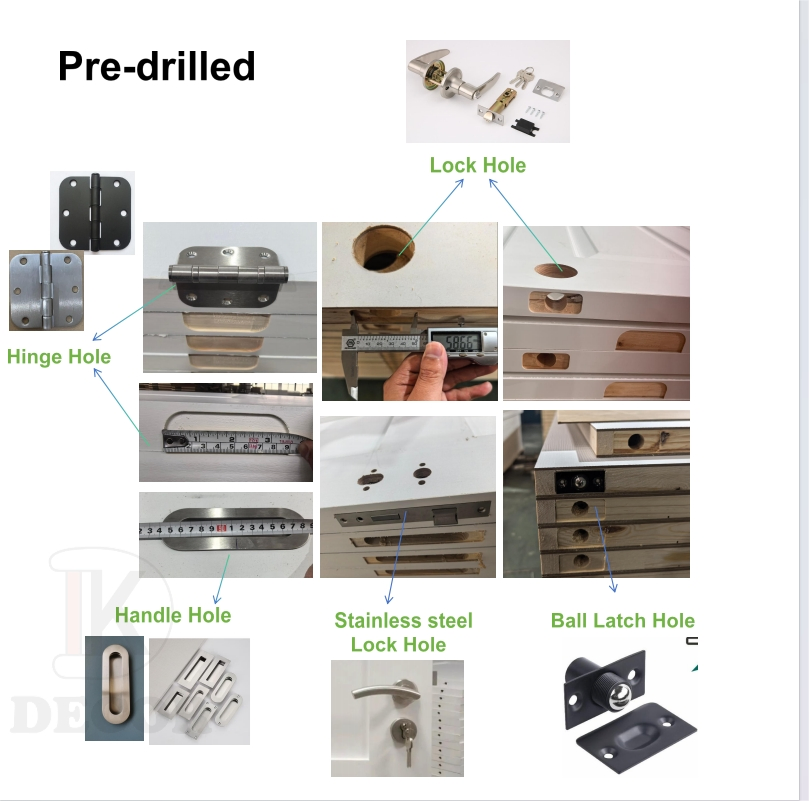 4 Panel 8 FT Interior Wooden Prehung Hollow Core Moulded Door for House