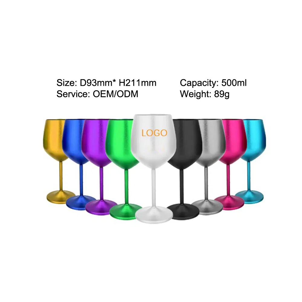 Reusable Aluminum Goblet Party Wine Goblet Cup Colorful Drinking Metal Goblet Cup