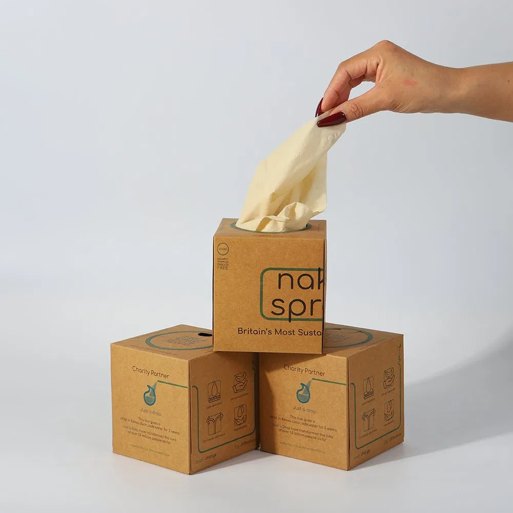Classical Box Tissue Compostable Hygienic 100% Bamboo Faciel Tissue