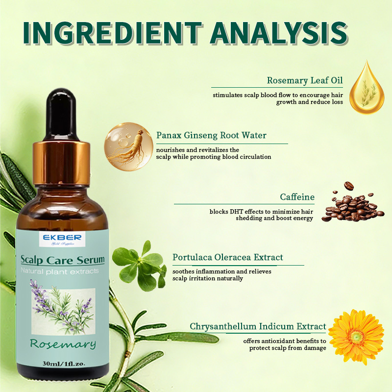 Natural Organic Scalp Massage Hair Growth Serum Plant Extracts Treatment Scalp Revive Anti Loss Scalp Care Rosemary Serum