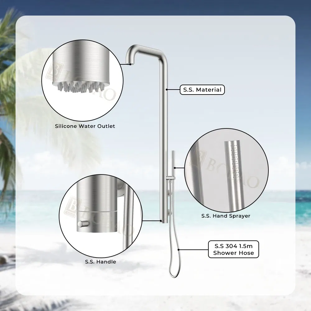 Good Quality Shower Hand Garden 304 Stainless Steel Portable Outdoor Shower