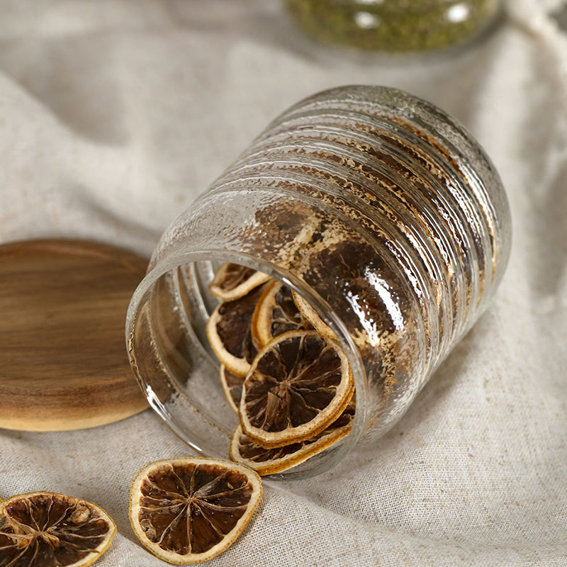 Food Grade Glass Kitchen Storage Canister with Wooden Lid