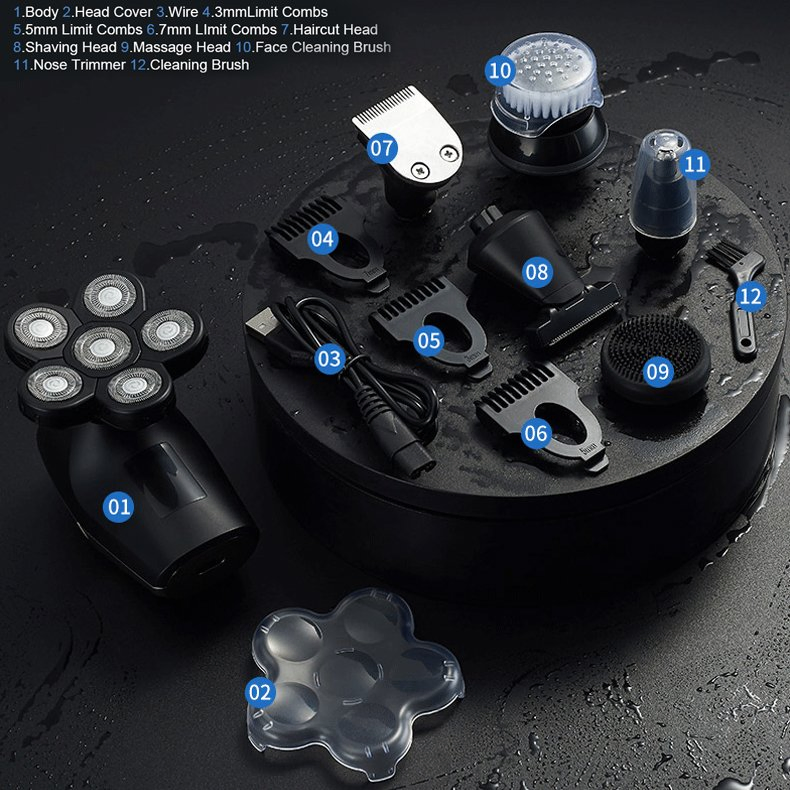 Waterproof Beard Trimmer Shaver Rechargeable Men Shaving Hair Clipper Machine Facial 5 in 1 Man Grooming Kit