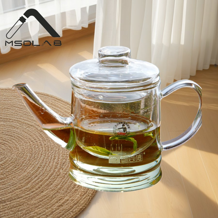 Decorative Flower Tea Set with 12-Slit Infuser and Candle Warmer Base