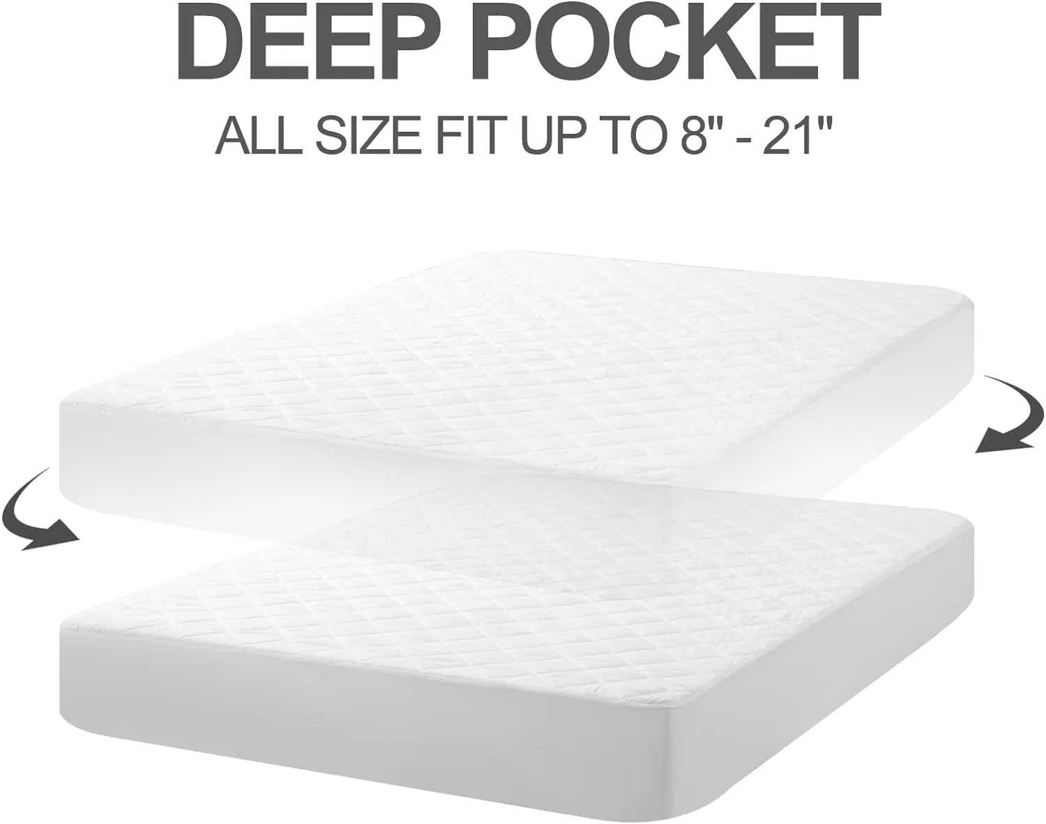 Hypoallergenic Quilted Fitted Mattress Pad Extra Deep Mattress Topper for Bed