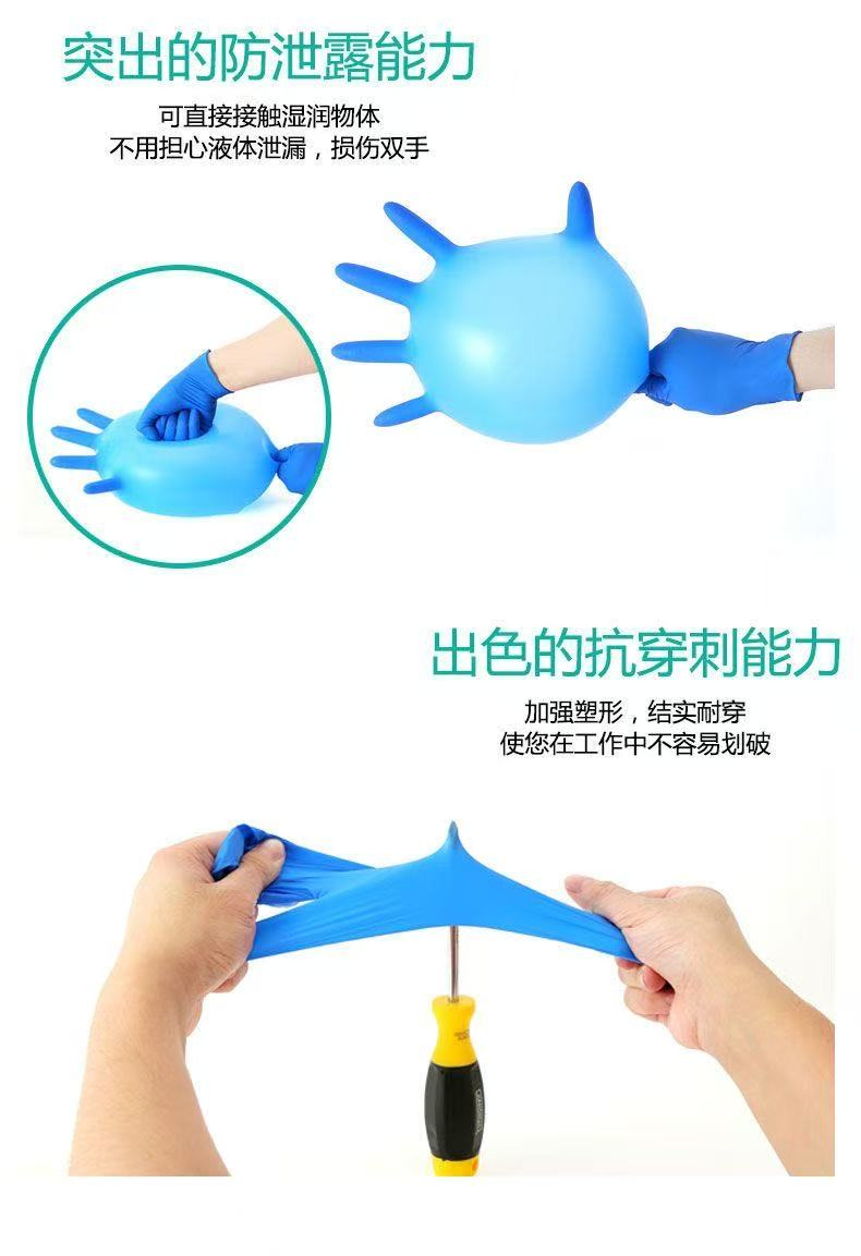 Supply Vinyl Nitrile Blend Gloves in Blue Color