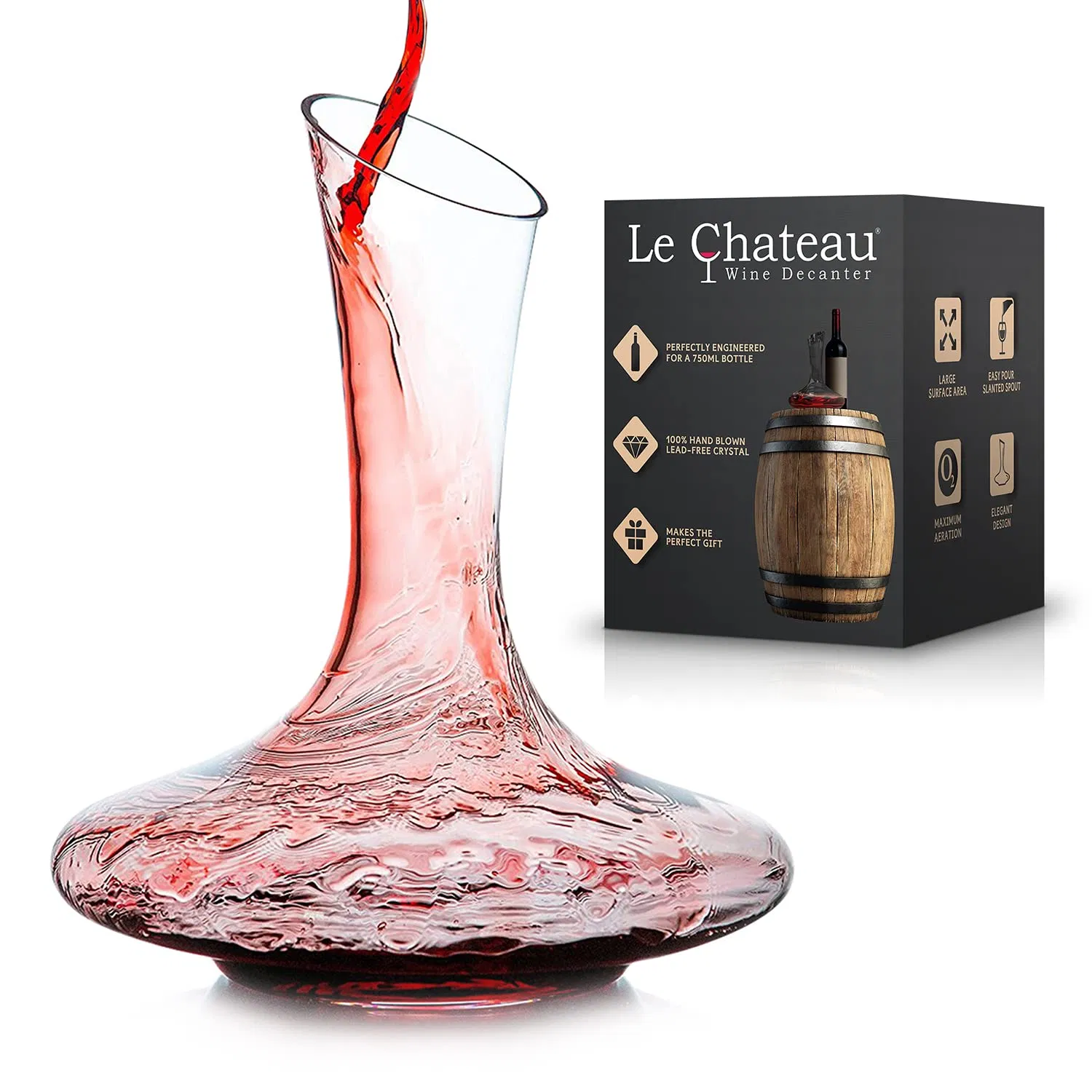 Lead-Free Crystal Glass Red Wine Decanter 1300ml U-Shape Wine Decanter for Adesso