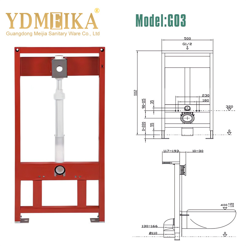 Manual Flushing Model Bathroom Accessories Metal Frame Concealed Cistern Sanitary Ware