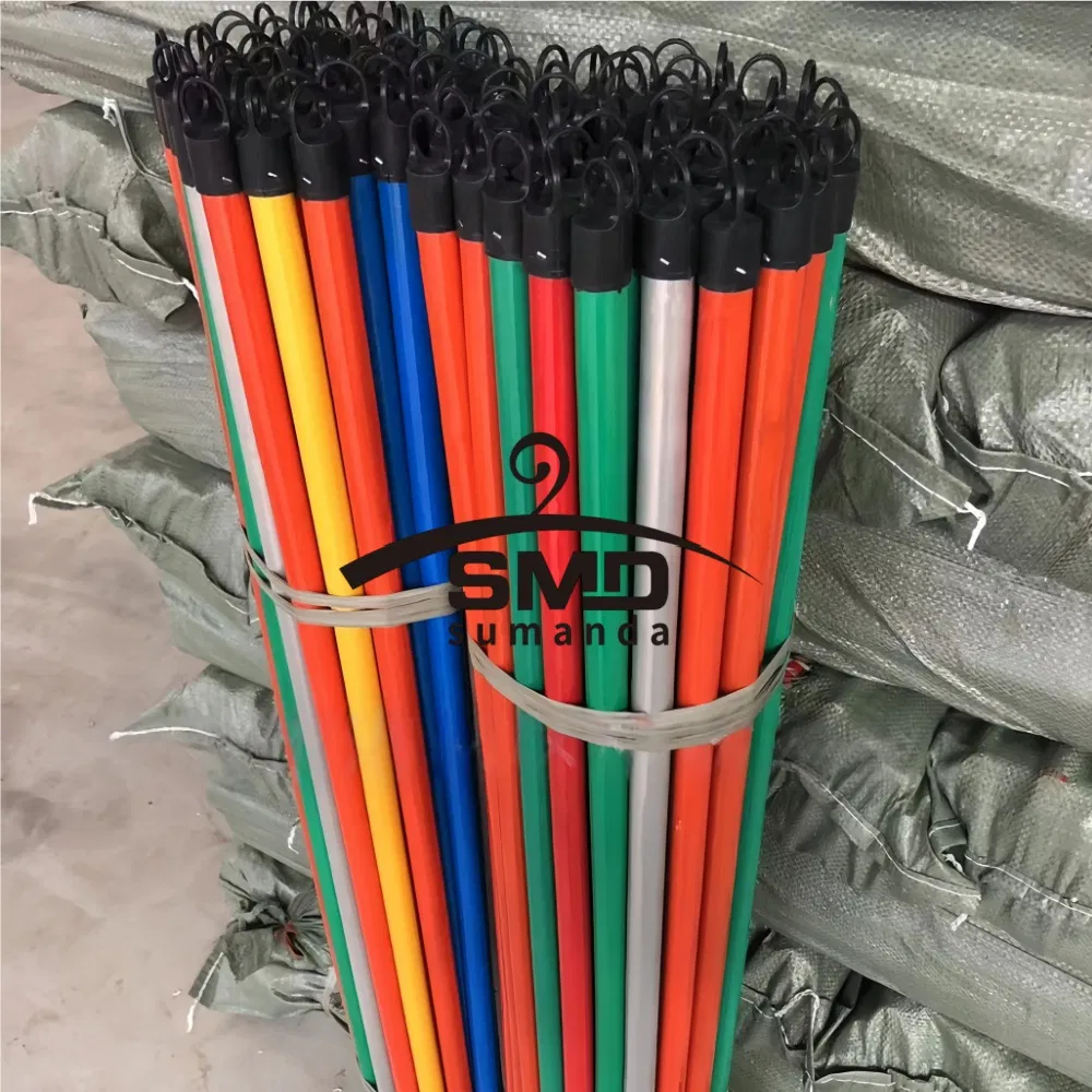 PVC Coated Wooden Broom Handle Cleaning Tools Mop Sticks