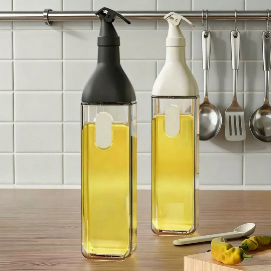 Multicolor Square Glass Oil Bottle with Leak Proof Pour Spout for Kitchen Use