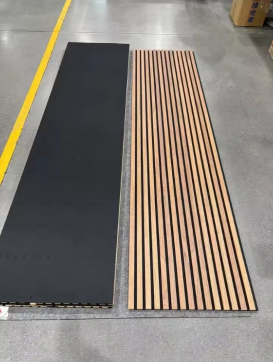 Wood Slat Acoustic Board MDF Structure + Polyester Fiber Fill, Improve Indoor Acoustics