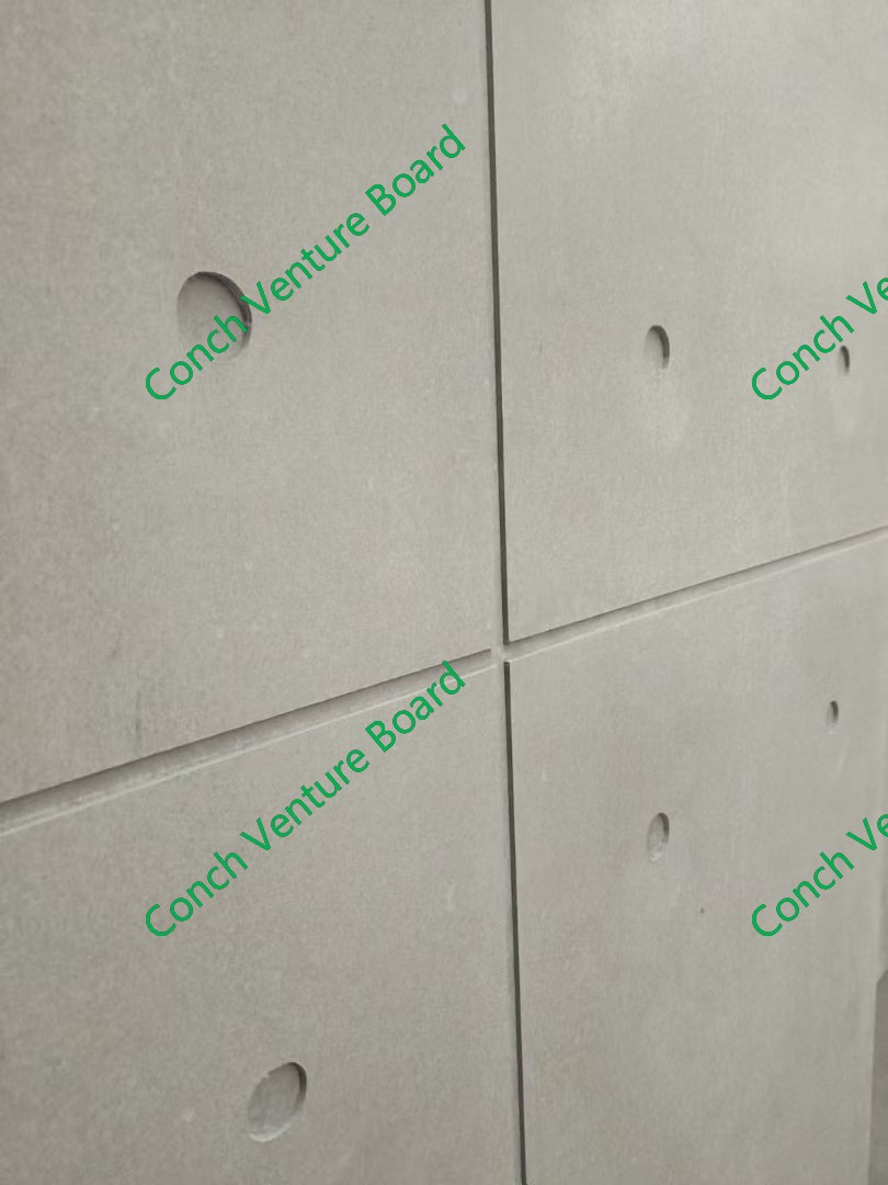 Plain Fiber Cement Board with Perforation and Slot for Wall Decoration