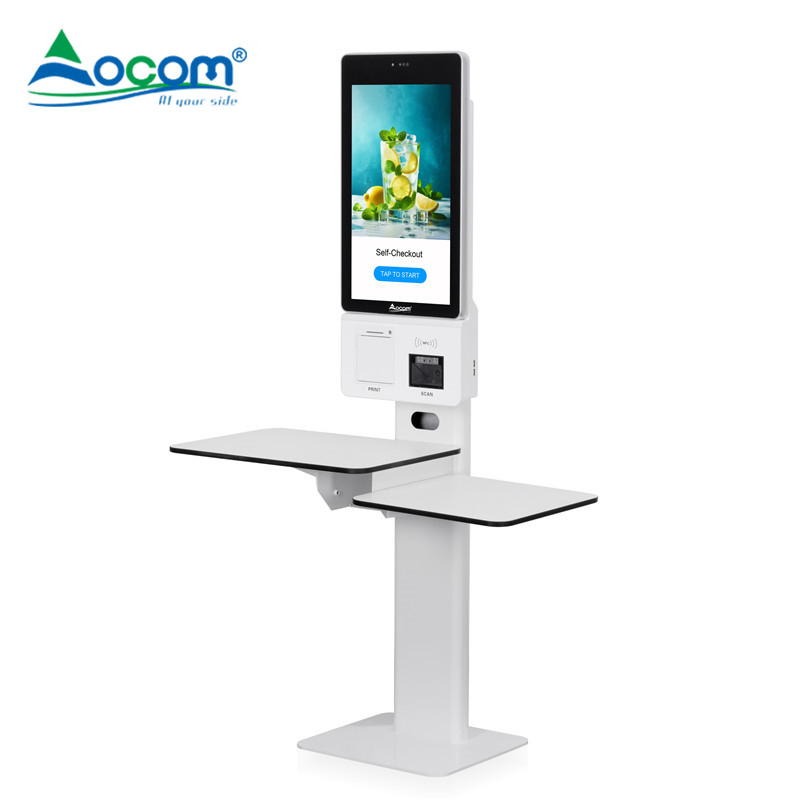 Ocom POS-K004 21.5 Inch Self-Service POS System Android Windows Touch Screen Kiosk with 80mm Thermal Printer Scanner
