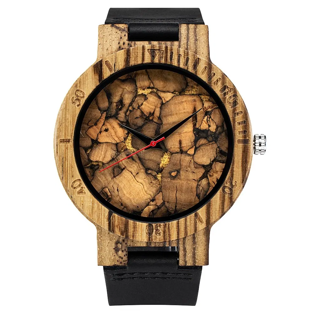 Newest Custom Logo Personalized Gift Wooden Watches Quartz Bamboo Cork Dial Man Leather Wrist Wood Watch for Men and Women