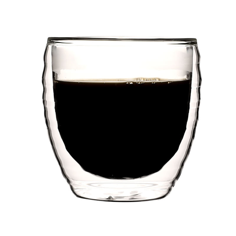 Double Wall Glass Cup with Wave Shape Mini Tea Cup