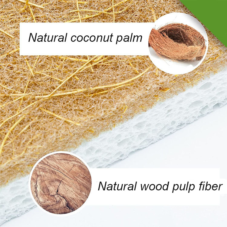 Esun Biodegradable Natural Compostable Cellulose and Coconut Walnut Scrubber Kitchen Sponge