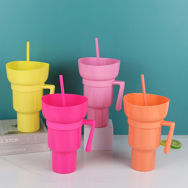 Custom Logo Popcorn Bucket Beverage Coke Juice Straw Cup Cinema Promotion Couple Popcorn Coke Bucket Mug