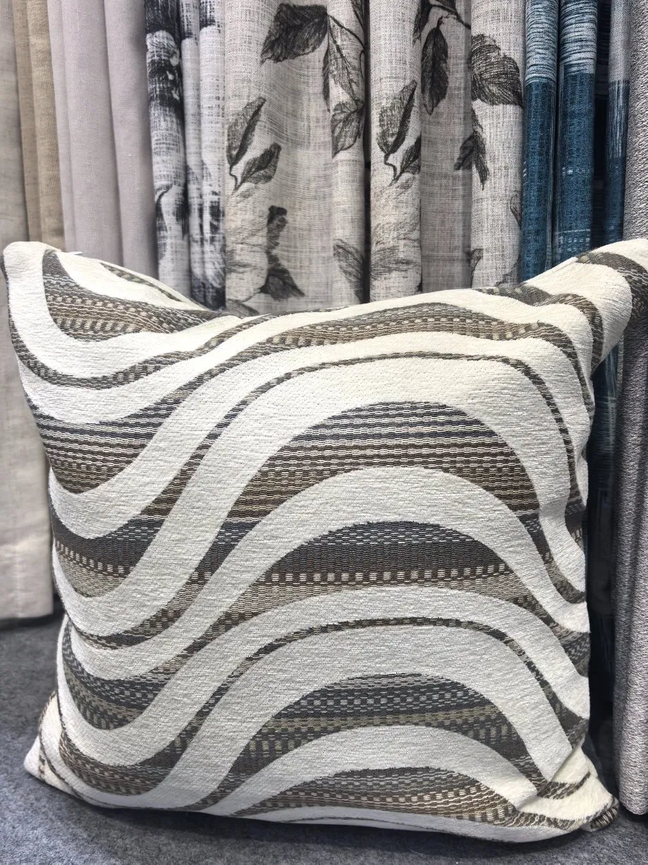Jacquard Curves Design Cushion Cover in High Weight