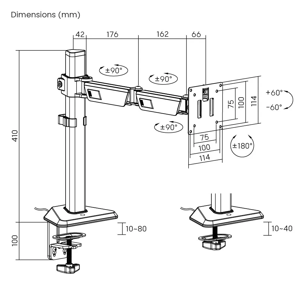 Кронштейн для монитора с RGB-подсветкой, однорычажный