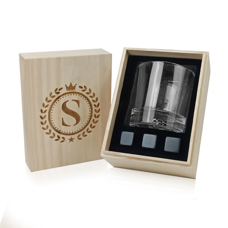 Lead Free Old Fashioned Crystal Rotating Whiskey Glass with Stones Gift Set