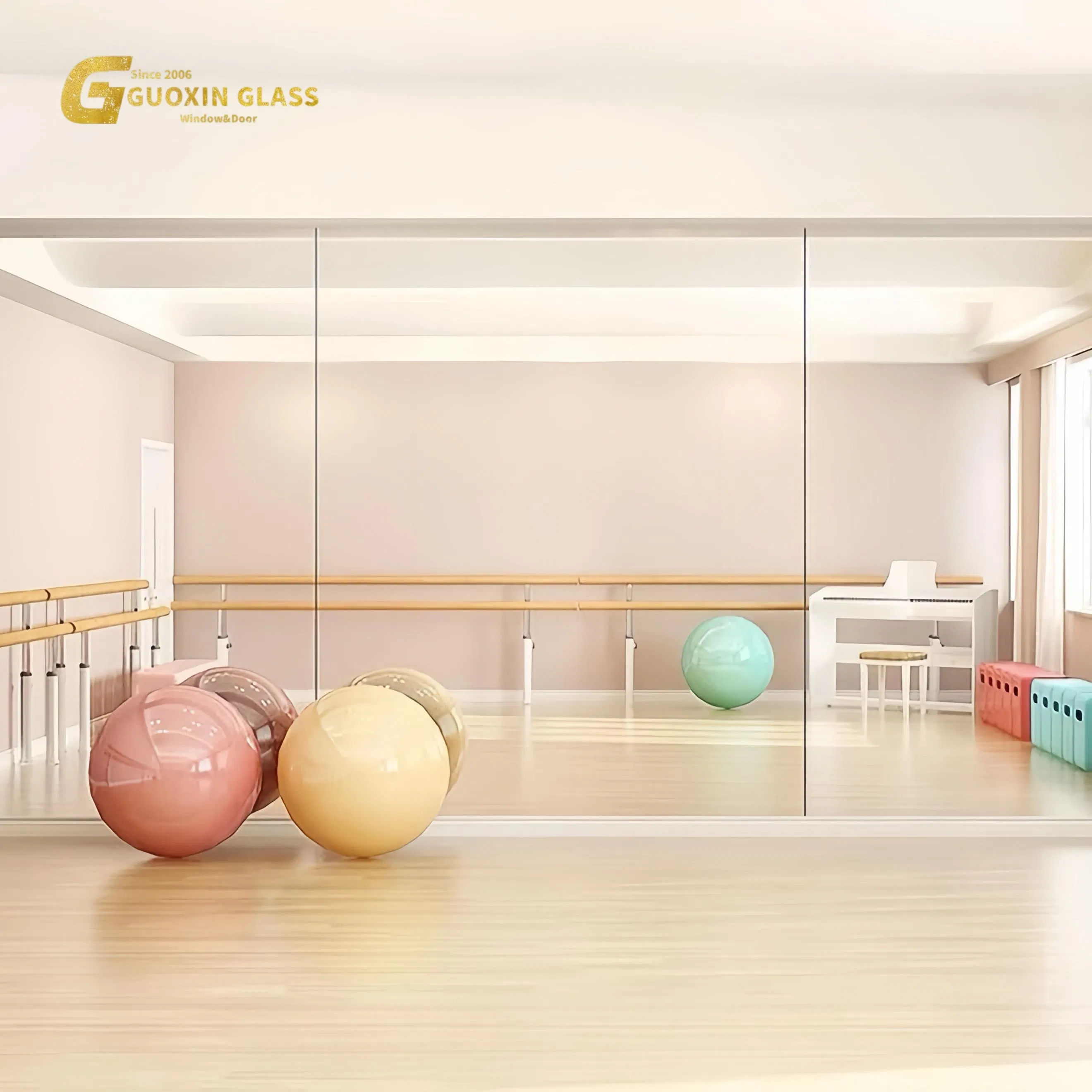 Elegant Large Silver Wall Mirror for Gyms - Fireproof & Waterproof