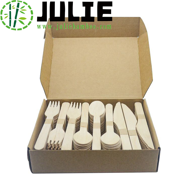 Food-Contacting Grade Eco-Friendly Hygienic Biodegradable Disposable Wooden Knife Fork Spoon