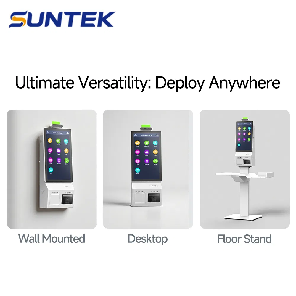Suntek 21.5" Indoor Self Service Ordering Payment Touch Screen Kiosk Sdk Self Pay Machine for Chain Store Restaurant 58/80mm Printer