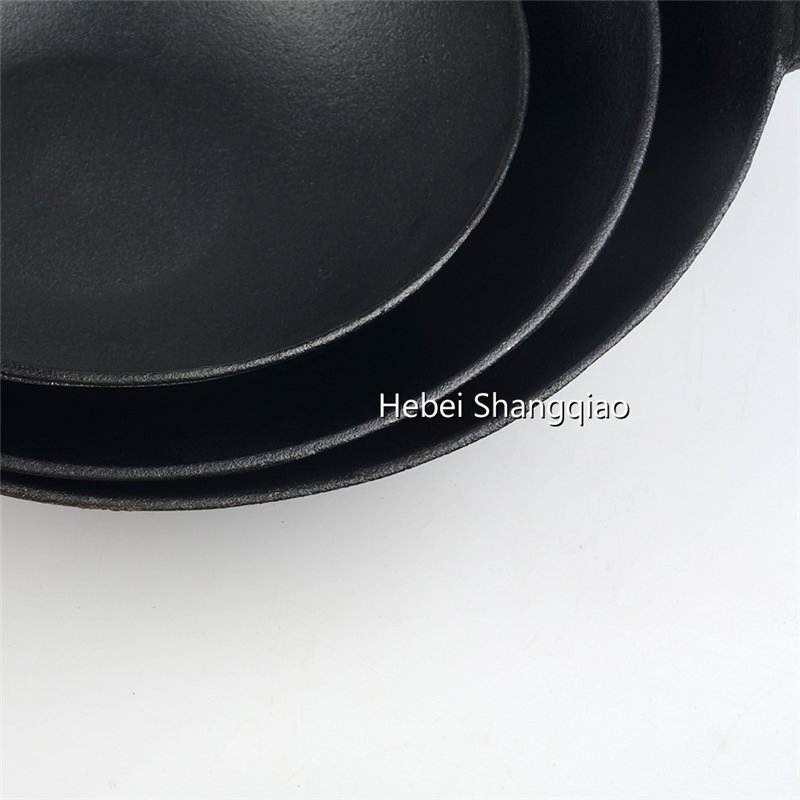 Chinese Traditional 2 Handle Deep Frying Pan Pre-Seasoned Cast Iron Wok