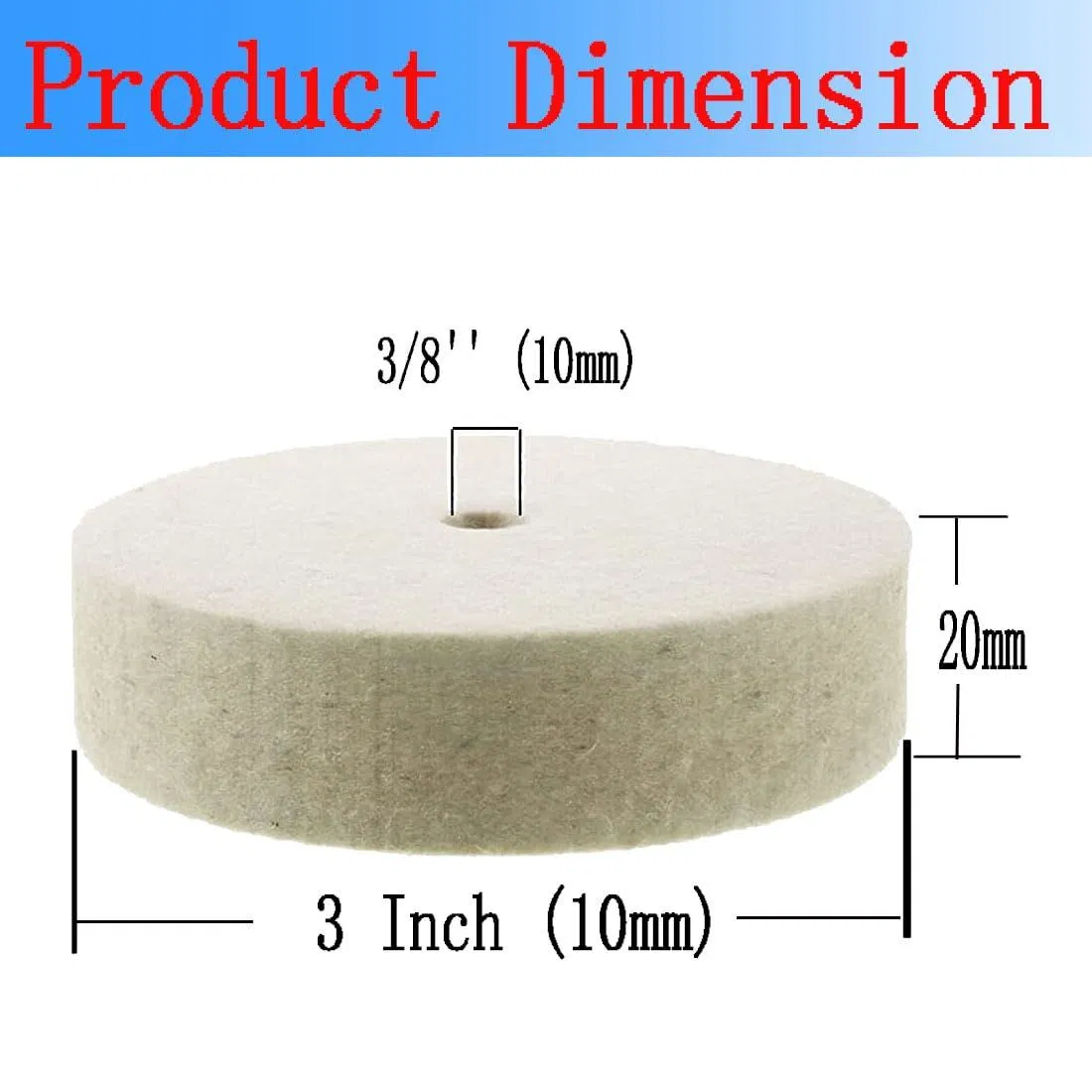 3'' Compressed Wool Polishing Wheel 3/8 Inch Arbor Hole Wool Felt Polishing Wheel
