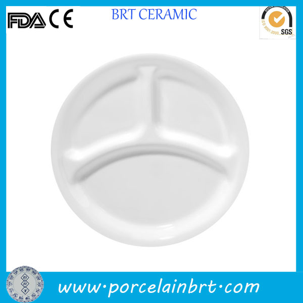 Customize Round & Square Ceramic Divided Plate Dinner Salad Plates Dishes for Kitchen