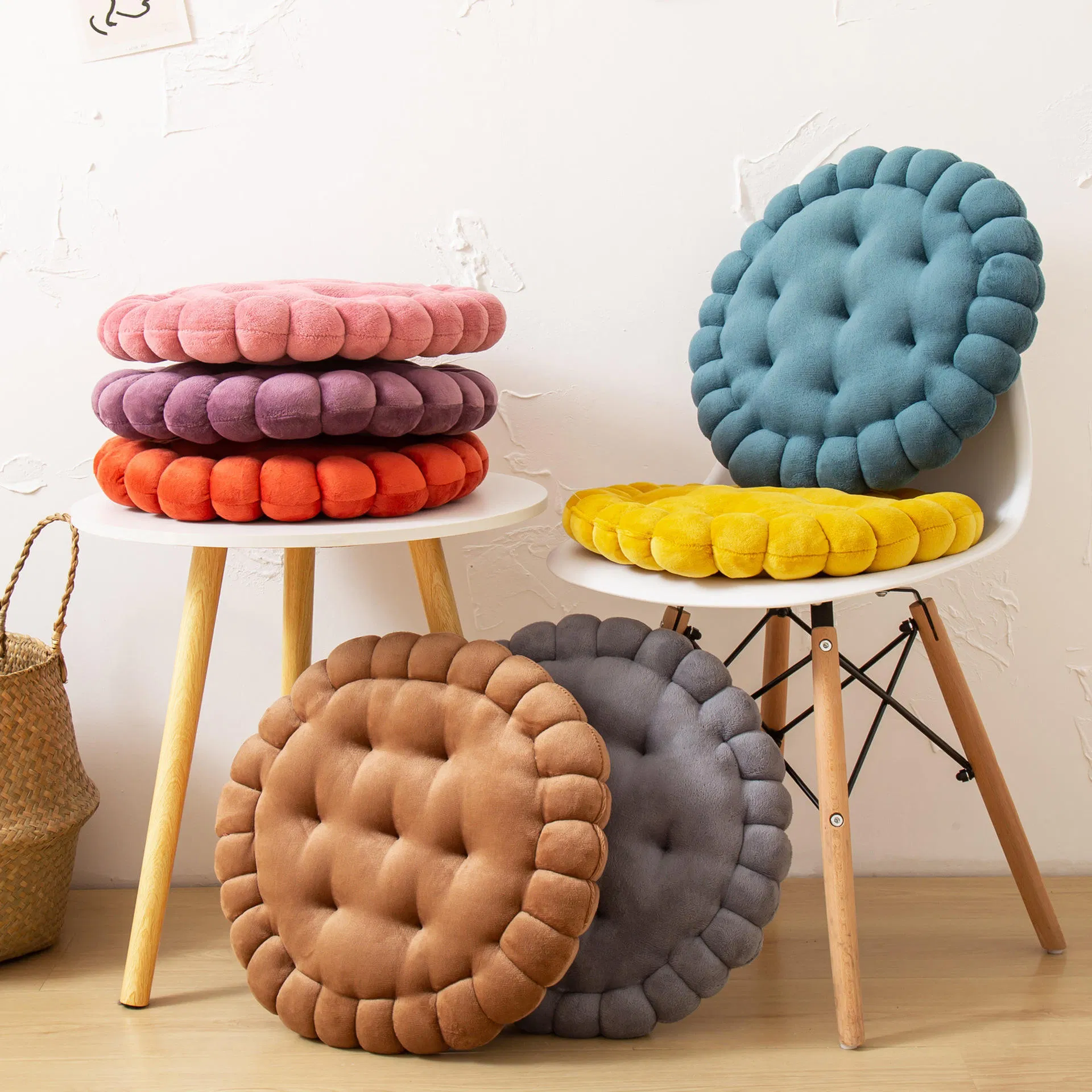 Wholesale Thick Round Tatami Mats Solid Color Bay Window and Chair Seat Cushion