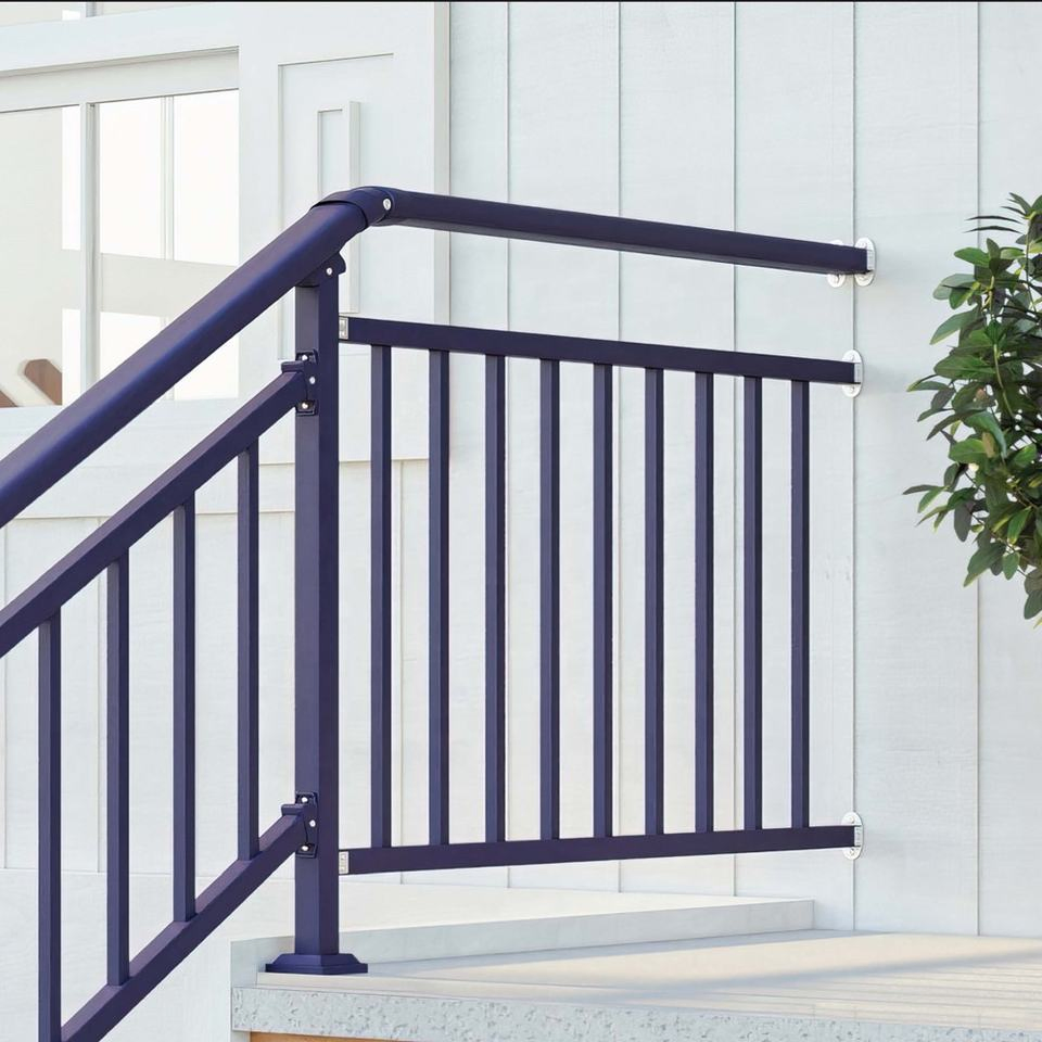 3 Step Outdoor & Indoor Stair Railing Kit Black Balustrades & Handrails for Seniors Porch Hand Rails for Seniors