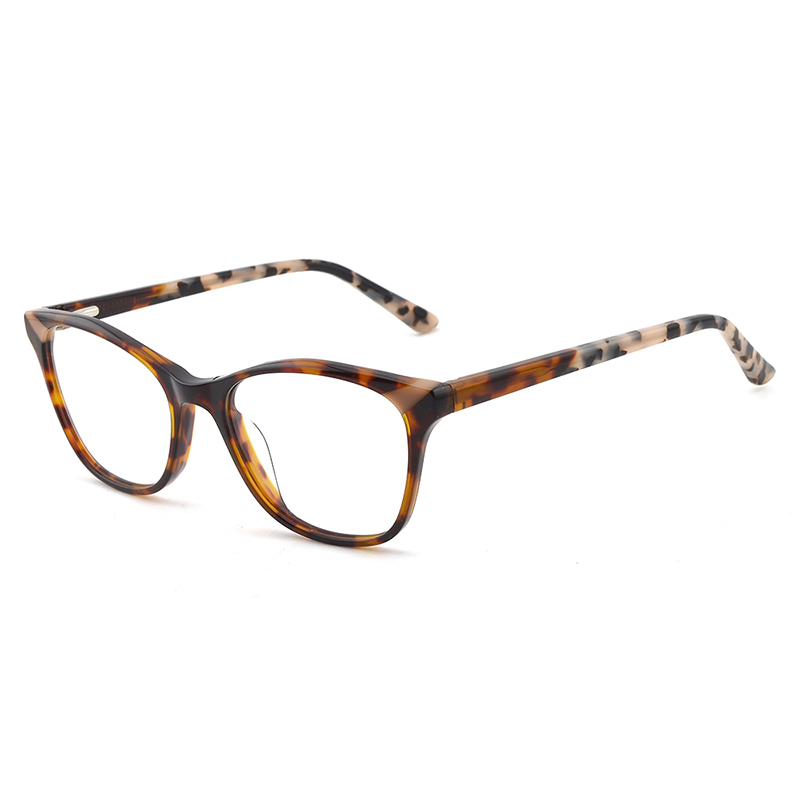 Tortoiseshell Women Men Lightweight Thin Optical Frame Square Acetate OEM Fashion Eyewear with Flexible Hinge