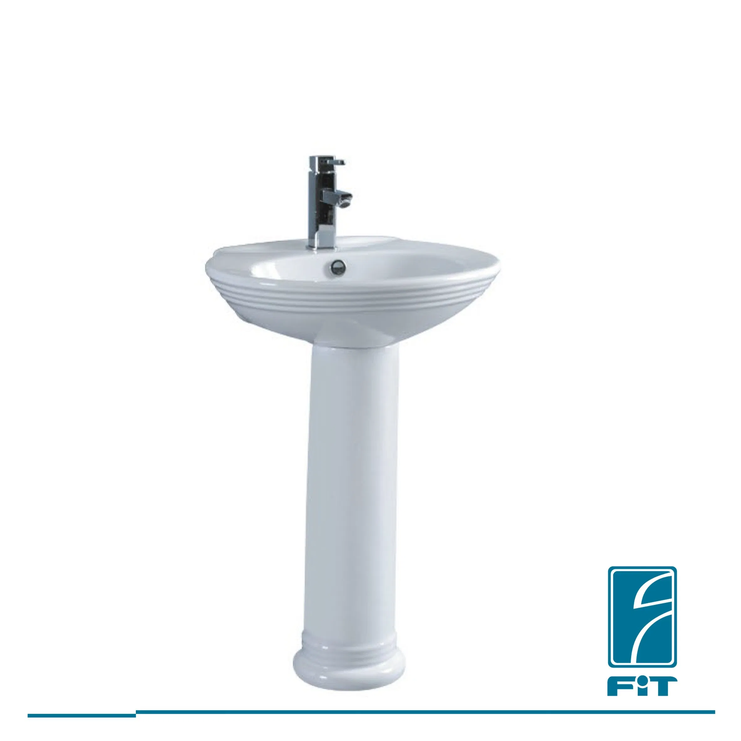 New Standing Floor Pedestal Sink Porcelain White Ceramic Wash Basin for Bathroom