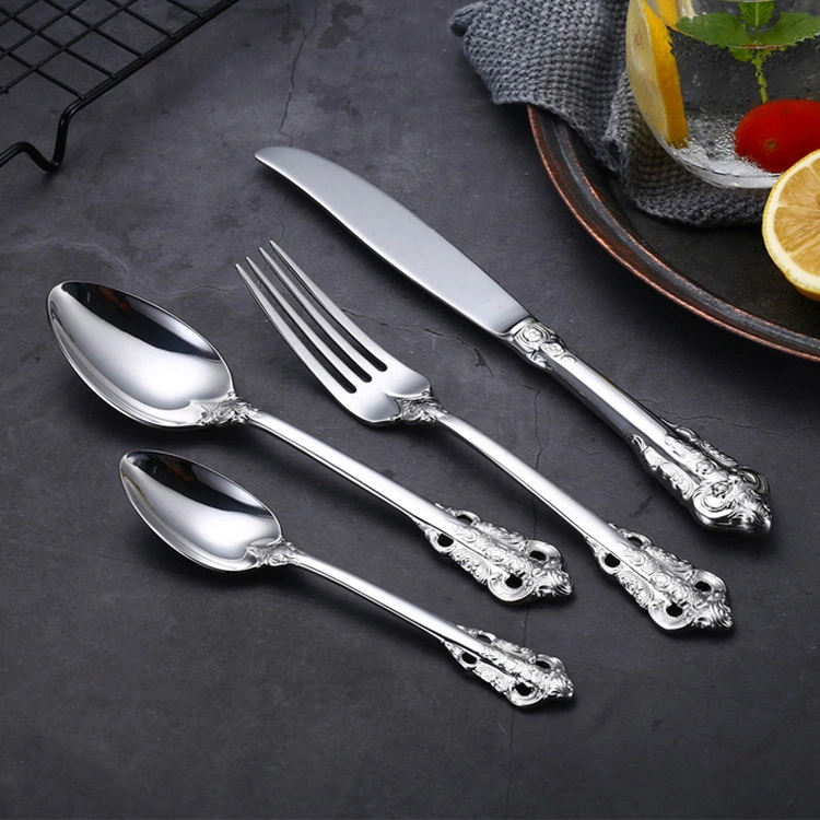 Luxury Gold Flatware Wedding Cookware Stainless Steel Dinner Cutlery Colour Utensils