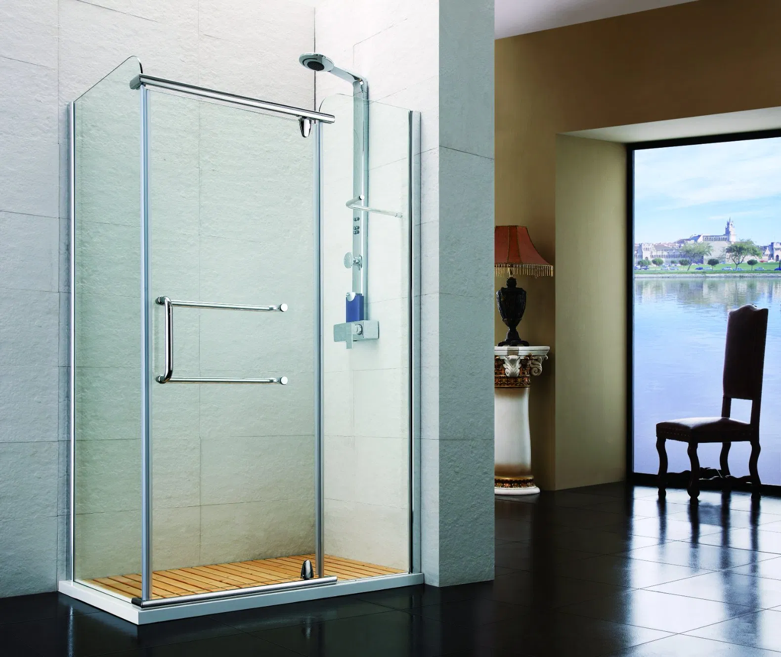 OEM 304-Stainless-Steel Sliding Bathroomshower Tempered Glass Door Hardware Accessories Fixed-Panel Glass-to-Glass Header