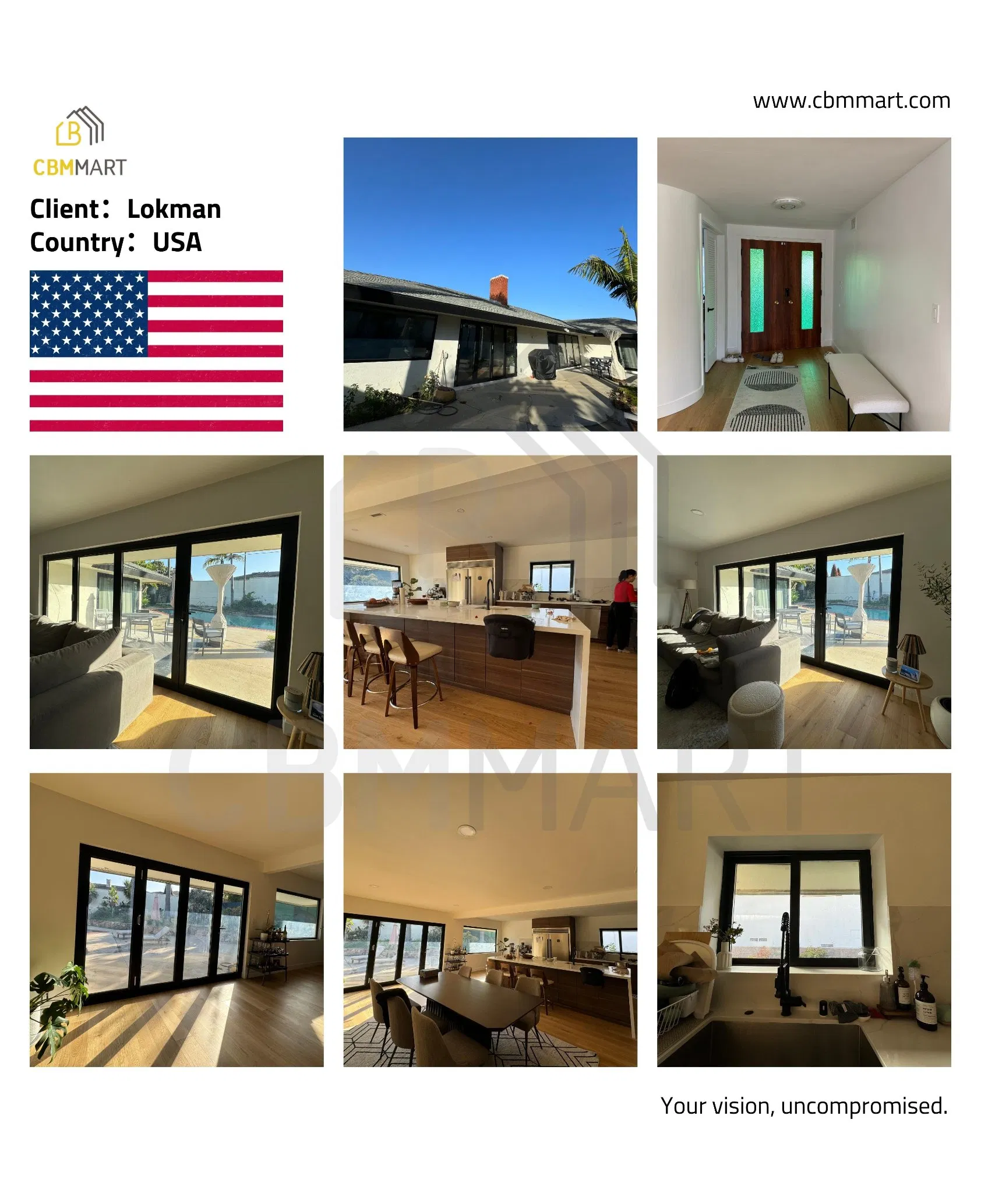 Cbmmart Security Foldable Aluminium Folding Doors with Rail Balcony Patio PVC Sliding Glass Window China Partition Steel Hardware Smart Lock