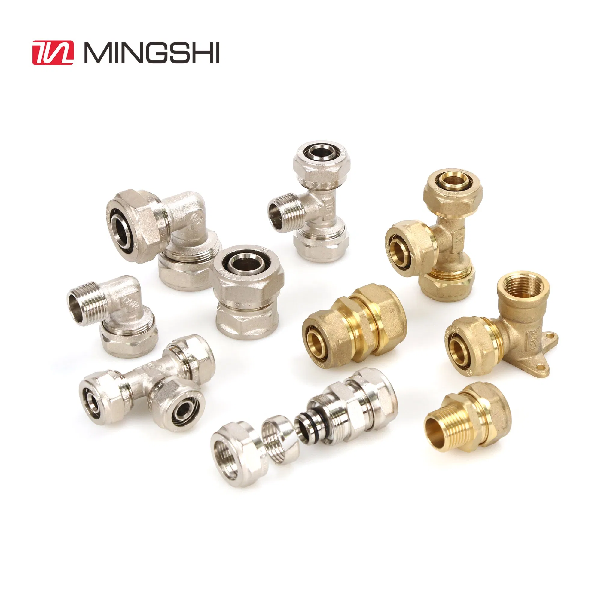 Mingshi Cw617n Dzr Brass Compression Fitting for Plumbing Pex-Al-Pex Pipe -Equal Cross Tee