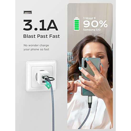 Кабель USB-A на Type-C 2в1 для быстрой зарядки и передачи данных
