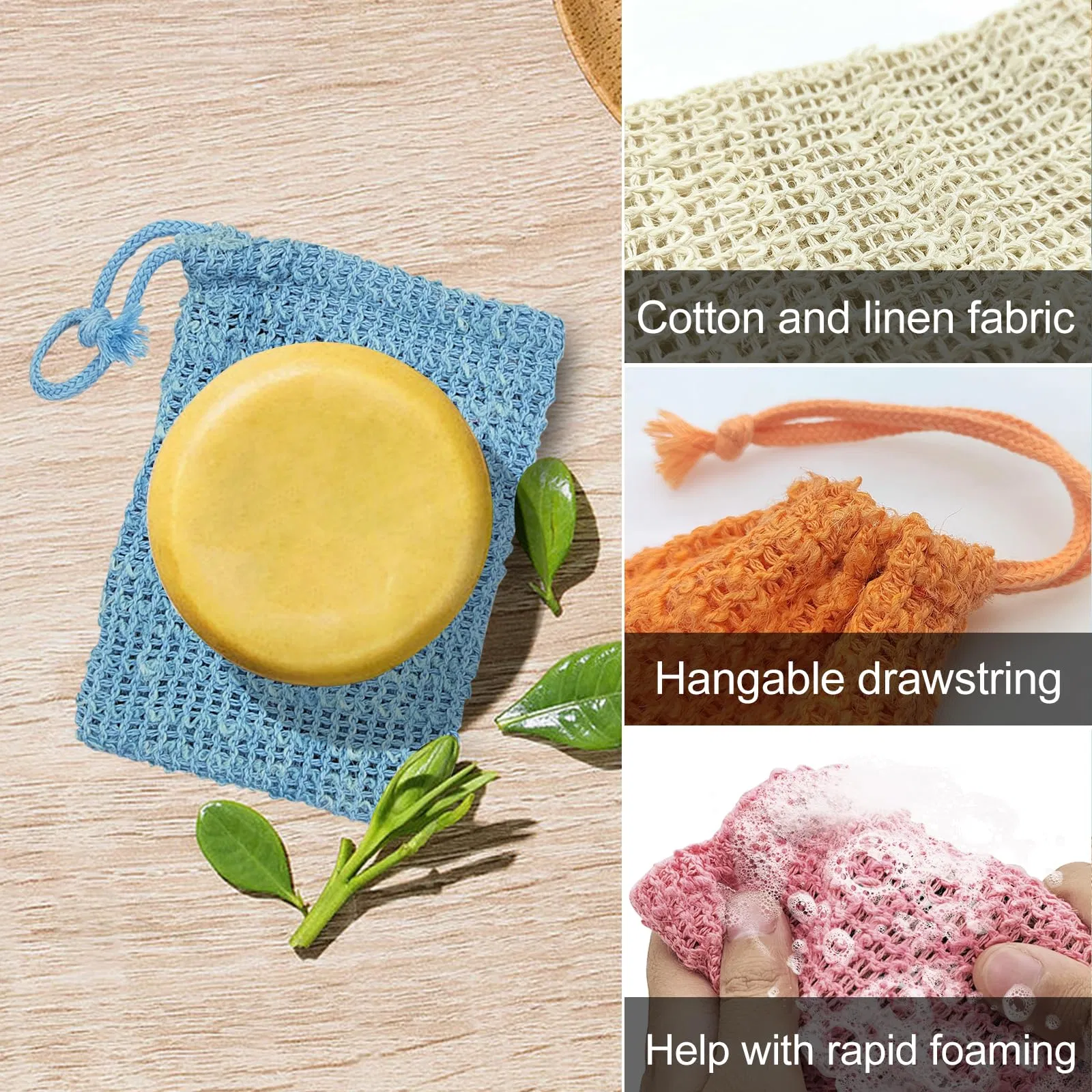 Sisal Soap Saver Bag, Soap Saver Exfoliating Mesh Bar Soap Pouch