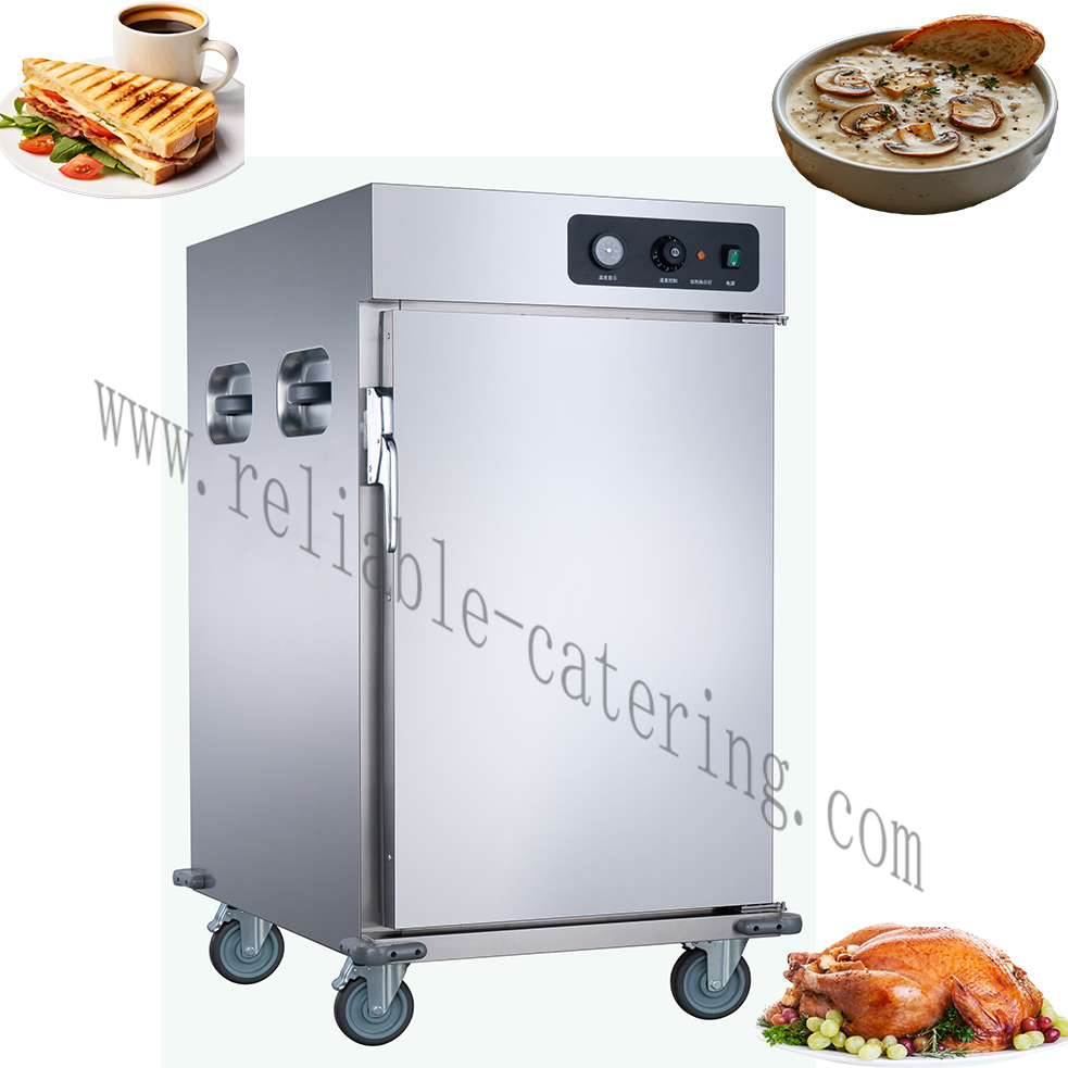 Heavy-Duty Mobile Food Warmer Cart with Dual Heating Zones & Tool Storage for Outdoor Catering Operations